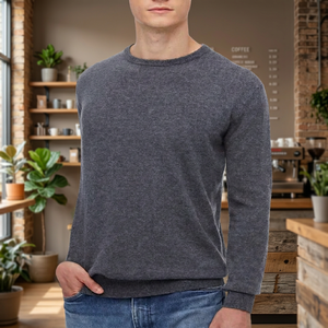 Pull en tricot uni pour homme, manches longues, coupe classique, vêtement d'automne, 100% acrylique - Product Image 4