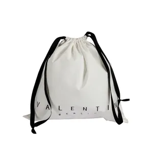 Custom Print Logo Size 8X10CM 250gsm High Quality Cotton Twill Drawstring Dust Bag Covers For Handbag Shoes Belt Cosmetic