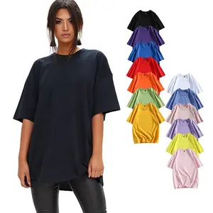 Groothandel 100% Katoen Vrouwen Kleding Grafische Dames Tshirt Logo T-shirts Neutrale Kleur Dames T Shirts Oversized Tee Vrouwen