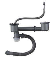 Évier de cuisine en acier inoxydable poli gris argenté, égouttoir à double tube, installation facile, filtre moderne standard, couvercle supérieur en métal