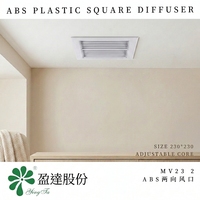 Diffuseur multivent moderne en plastique carré, sans corrosion, à faible bruit de vent MV23 2 pour les systèmes de conduits d'air des centres commerciaux et des entrepôts