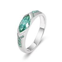 Bague de fiançailles et de mariage charmante en moissanite bleue 1 carat, taille marquise