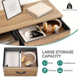 Gabinete de almacenamiento de 8 cajones marrón rústico, mango fácil de tirar, organizador de cofre alto para almacenamiento en sala de estar, grano de <span class=keywords><strong>madera</strong></span> - Product Image 5