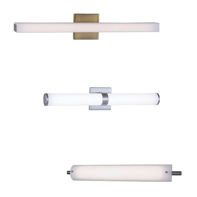 Hampton Inn by Hilton Hotel Bathroom Vanity Lights Fixtures Over Mirror Wall Sconce Lights LED 24" 36" Brushed Nickel Wall Lamp