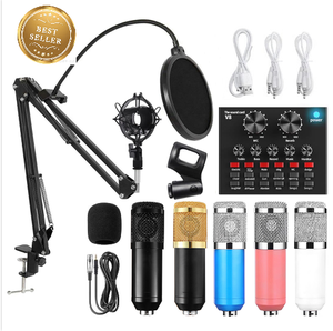 Conjunto de Placa de Som Profissional <span class=keywords><strong>BM</strong></span> <span class=keywords><strong>800</strong></span> V8 para PC, Microfone de Estúdio Condensador com Cancelamento de Ruído, Omnidirecional, para Karaokê - Product Image 1