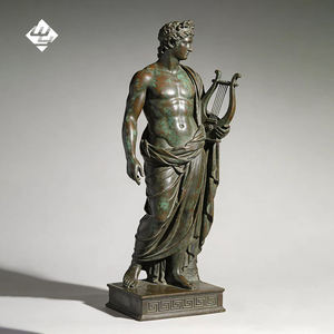 Statue de l'Apollon en bronze grandeur nature tenant une lyre, sculpture d'art classique décorative de haute qualité en métal pour jardin, personnalisable - Product Image 4