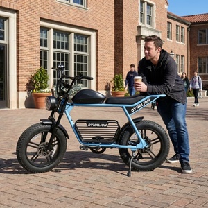 Vélo électrique vintage cool avec un grand phare rond, vélo élégant à pneus larges pour les déplacements sur le campus universitaire - Product Image 1