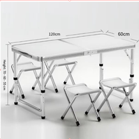 Table de camping pliable en aluminium portable pour l'extérieur, multifonctionnelle, marché nocturne, ouverture rapide, tables pliantes rapides avec tabouret