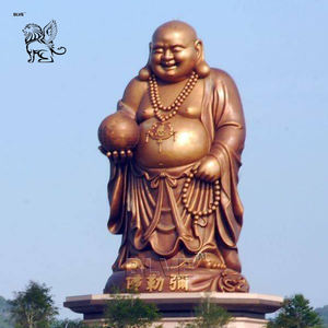 BLVE grandeur nature bouddhisme gros ventre debout Bronze riant Bouddha Statues métal chanceux heureux bouddha Statue Sculpture - Product Image 2