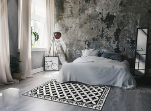 <span class=keywords><strong>Tapis</strong></span> <span class=keywords><strong>de</strong></span> sol en vinyle <span class=keywords><strong>de</strong></span> haute qualité, accessoire <span class=keywords><strong>de</strong></span> salon, moquette <span class=keywords><strong>de</strong></span> <span class=keywords><strong>cuisine</strong></span>, carreaux en fleur, décoration <span class=keywords><strong>de</strong></span> maison, en lin blanc, noir - Product Image 3