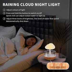 Holzmaserung Wasser tropfen ätherisches Öl Diffusor Dekompression Wolke Regen Ultraschall Luftbe feuchter mit 7 Farben Nachtlicht - Product Image 4