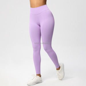 Leggings Deportivos de Cintura Alta con Logotipo Personalizado, 90% Nailon, 10% Elastano, Acanalados, para Yoga, Gimnasio, Entrenamiento, Sin Costuras, de Secado Rápido para Mujer - Product Image 5