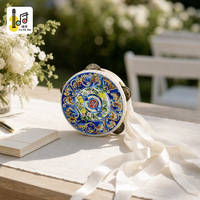 Tambourin bleu méditerranéen à imprimé citron, 6 pouces, tambourin à main en bois, style italien, instrument pour mariage, église, fête, souvenir