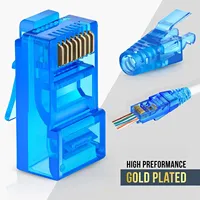 ZOERAX 50 Stück Cat6 RJ45 Durchgangsverbinder mit 50 Stück Zugentlastungsstiefeln in verschiedenen Farben, EZ-Crimp-Modularstecker