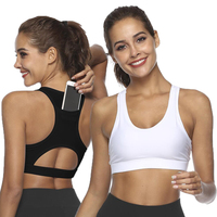 गर्म बेच फिटनेस Activewear योग सादा स्पोर्ट्स ब्रा के साथ जेब