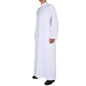 2024 nuovo abito musulmano di fabbrica Stock all'ingrosso <span class=keywords><strong>arabo</strong></span> maschile <span class=keywords><strong>bianco</strong></span> di culto Robe Qatar abito con colletto rialzato - Product Image 4