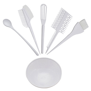 Juego de Herramientas para Peinar el Cabello, 6 Piezas, Tazón para Tinte, Peine, Cepillo, Mezclador, Plástico Blanco, Uso en Salón - Product Image 5