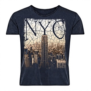 Camiseta Biowashed para Hombre, Ecológica, 100% Algodón, Antiencogimiento, Ribete en Contraste, Impresión Digital, OEM - Product Image 1