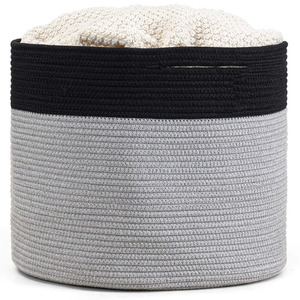 Qingqian Cotton Rope Woven Laundry <b>Basket</b> Round <b>Foldable</b> Minimalist Storage Organizer for Clothes and Linens - Product Image 3