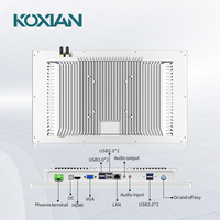 Moniteur tactile industriel blanc avec support pour ordinateur, port Phoenix, double port réseau, support mural et de bureau