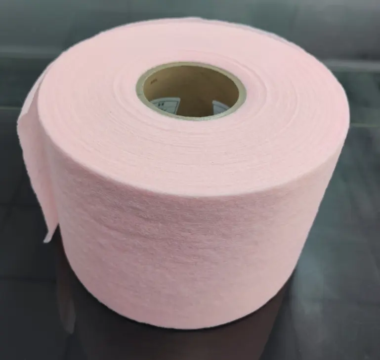 Hot Selling Wholesale Hoge Kwaliteit 25gsm 100% Pe/Pet Roze Hydrofiele Adl Van Luier Ademend Airthrough Niet-Geweven Stof Roll