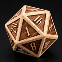 Set Dadu DND Kayu Alami 7 Buah, Dadu Kayu Polihedral Berukir dengan Angka Kayu Alami untuk Dungeons and Dragons RPG Meja