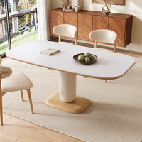 Ensemble de table à manger moderne et élégante en bois massif et pierre frittée, écologique, pour la maison et l'hôtellerie, mobilier de salle à manger complet pour 8 personnes