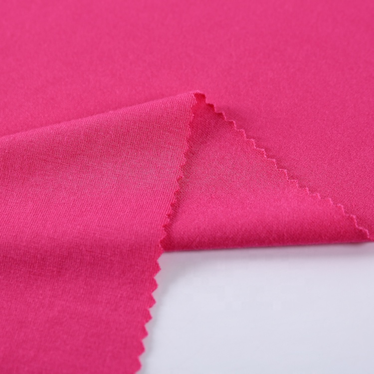 Китайский рынок, оптовая продажа, изготовленная на заказ трикотажная стрейчевая дешевая одинарная Джерси, розово-красная крученая вискозная ткань
