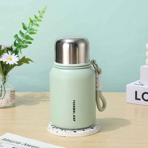 Thermal <b>Cup</b> Stainless Steel Vacuum Flask Mint Green Minimalist Design With Rope Handle Travel Insulated Water Bottle - Product Image 1