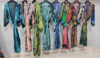 Kimono Tie-Dye sutra murni Vintage buatan tangan gaun pakaian rumah bergaya nyaman untuk musim semi musim panas sempurna OOTD