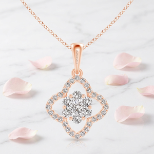 จี้เพชรทรงโคลเวอร์ประดับเพชรแล็บโกรว์ ดีไซน์ดอกไม้ ทอง 10K 14K 18K เงิน 925 935 ชุบโรเดียม สำหรับงานแต่งงานและหมั้น แรงบันดาลใจจากธรรมชาติ - Product Image 1