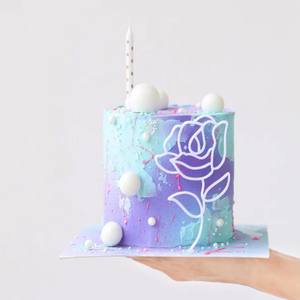 Décoration de gâteau en acrylique, style abstrait simple, motif floral rose <span class=keywords><strong>dessin</strong></span>é à la main, pour célébrités d'Internet - Product Image 1