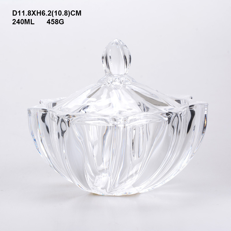 Luxcury Transparent Favors Design Crystal Glass Sugar Bowl And Candy Jar With Lid