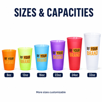 Gobelets de fête pour stades en gros, avec impression de logo personnalisé, réutilisables, empilables, incassables, en plastique PP, fournis directement par l'usine, à large ouverture
