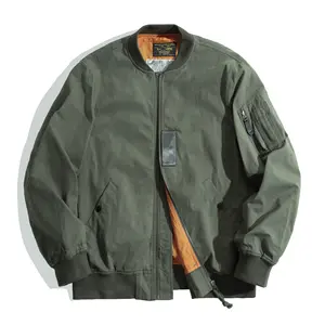 Maden 도매 의류 제조 업체 사용자 정의 가장 저렴한 윈드 브레이커 100% 면 줄무늬 남자의 OEM ODM 일반 폭격기 남자의 재킷