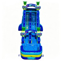 Toboggan aquatique gonflable tropical en forme d'ananas avec piscine, toboggan aquatique commercial en PVC gonflable pour location événementielle