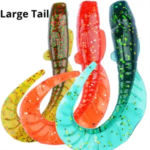 Cebo grande de gusano de cola rizada en forma de abanico de 11cm y 13G, gusano de PVC suave para pesca de lubina Bluegill - Product Image 3