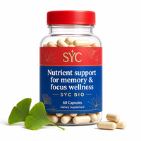 SYC BIO Brain Memory Focus Ginkgo Biloba Capsules 60 Vegan Natural Dietary Supplement Adult Immune Sleep Support OEM Customized
