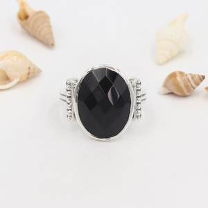 Men's Sterling Silver Statement <b>Ring</b> with <b>Black</b> <b>Onyx</b> Gemstone Bezel Setting for Wedding or Party Gift for Him - Product Image 3