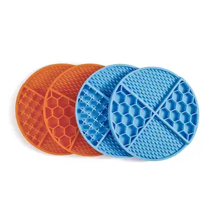 Tapis rond multicolore à lécher pour chien et chat Tapis à lécher en silicone antidérapant avec ventouses pour chiens et chats