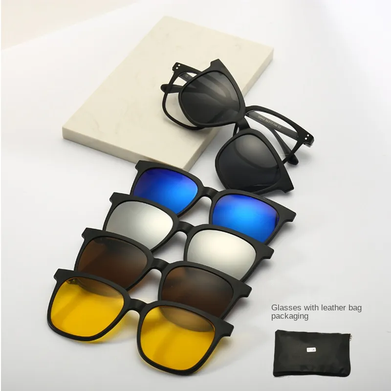 Manufacturer Wholesale Multiple Styles and Colors Tr90 Polarized Glasses Clip Sunglasses Set Fashion Sunglasses Women Unisex TAC