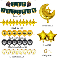 Ensemble de ballons de fête en feuille de mylar, thème de l'Aïd al-Fitr, lune, étoile, umrah, hélium, ramadan, aïd moubarak, latex, décoration
