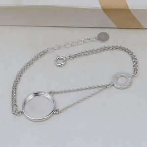 Bracelet en argent Mabei S925, design de cheveux en forme de pneu, fond plat solide, support pour perles de 13,8 à 14 mm, accessoires de bijouterie, composants vides - Product Image 1