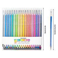 Nouveaux stylos gel pailletés multicolores 18 couleurs, en plastique, unisexes, pour enfants, étudiants, bureau, école, pointe fine 1,0 mm, marqueurs pour journal