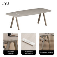 Table de conférence extensible moderne LIYU avec capacité pour 12 personnes, forme rectangulaire, pieds en bois, mobilier de réunion de bureau