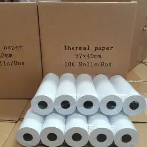 Murah dan terlaris bubur kayu putih tinggi 57x40mm kertas panas mesin kas 2 1/4 ukuran 100 gulungan/CTN