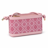 Tas Selempang Motif Anyaman Warna Pink Mawar Trendi, Kulit Sapi Lembut, Tas Tangan Kasual Elegan untuk Pesta Pernikahan Prom
