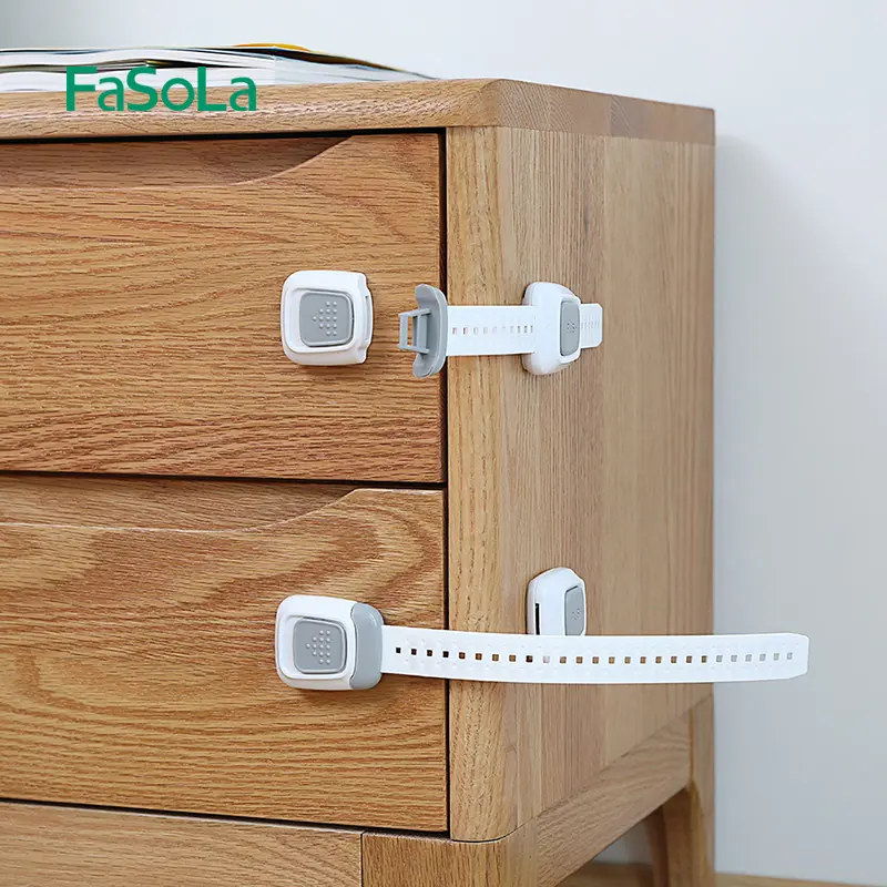 FaSoLa Wholesale Children Adjustable Double Button Multifunctional Baby Safety Locks Baby Drawer Door Lock