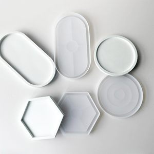 DIY <b>Crystal</b> Epoxy Mold Oval Table Holder Coaster Silicone Mold Resin Making <b>Mirror</b> Tray Mold - Product Image 5