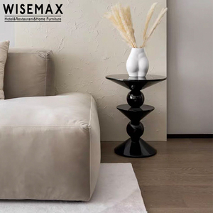 أثاث WISEMAX طاولة قهوة مدورة بتصميم فريد من الألياف الزجاجية طاولة جانبية للأريكة في غرفة المعيشة طاولة صغيرة - Product Image 4